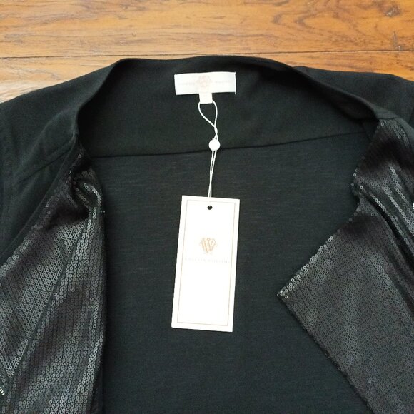 VANESSA WILLIAMS Black Moto Jacket W/Bottom Sequin Layer. Plus Size 1X - Picture 7 of 11
